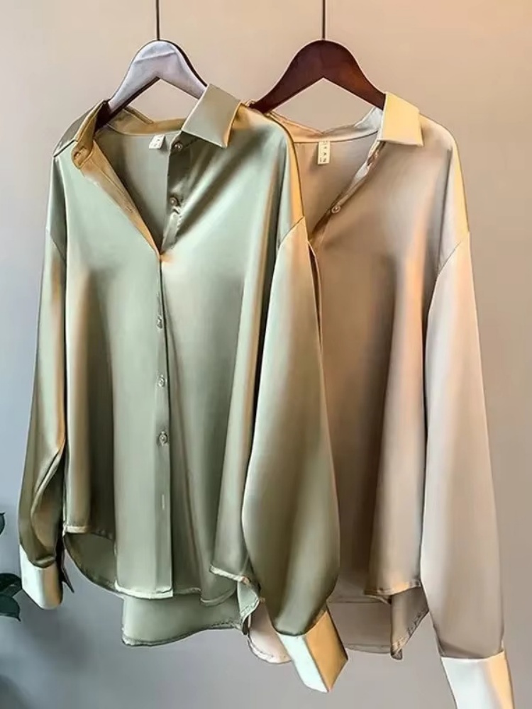 Silk Blouse Button - 2026 Zarif Saten Bol Kadın Gömleği