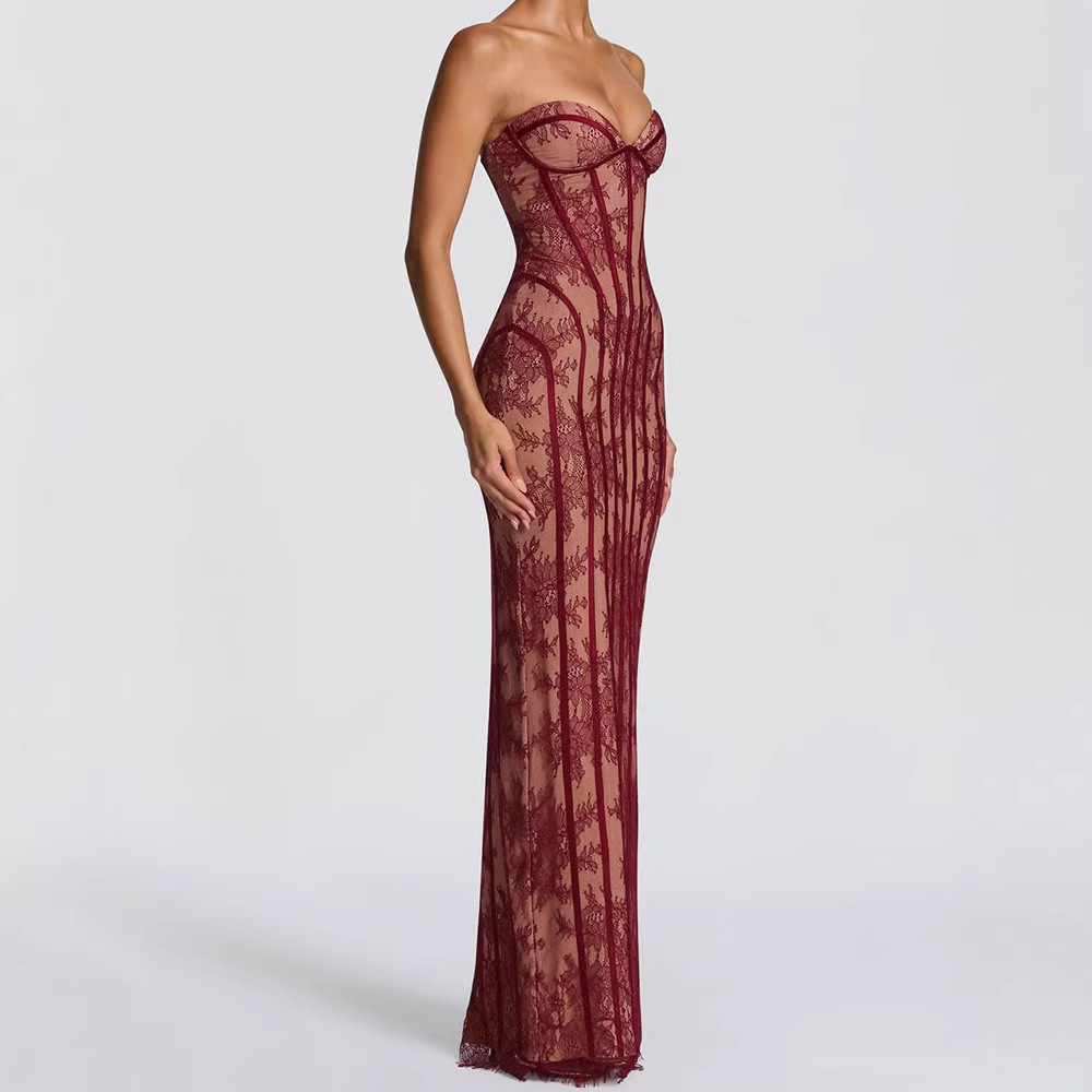 Women'S Elegant Formal Wear - Kadınlar için Straplez Dar Kesim Uzun