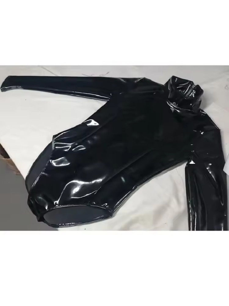 Kadın Sahte Lateks PVC Ayna Ba - Turtleneck Bodysuit Office incelemesi ve fiyatı