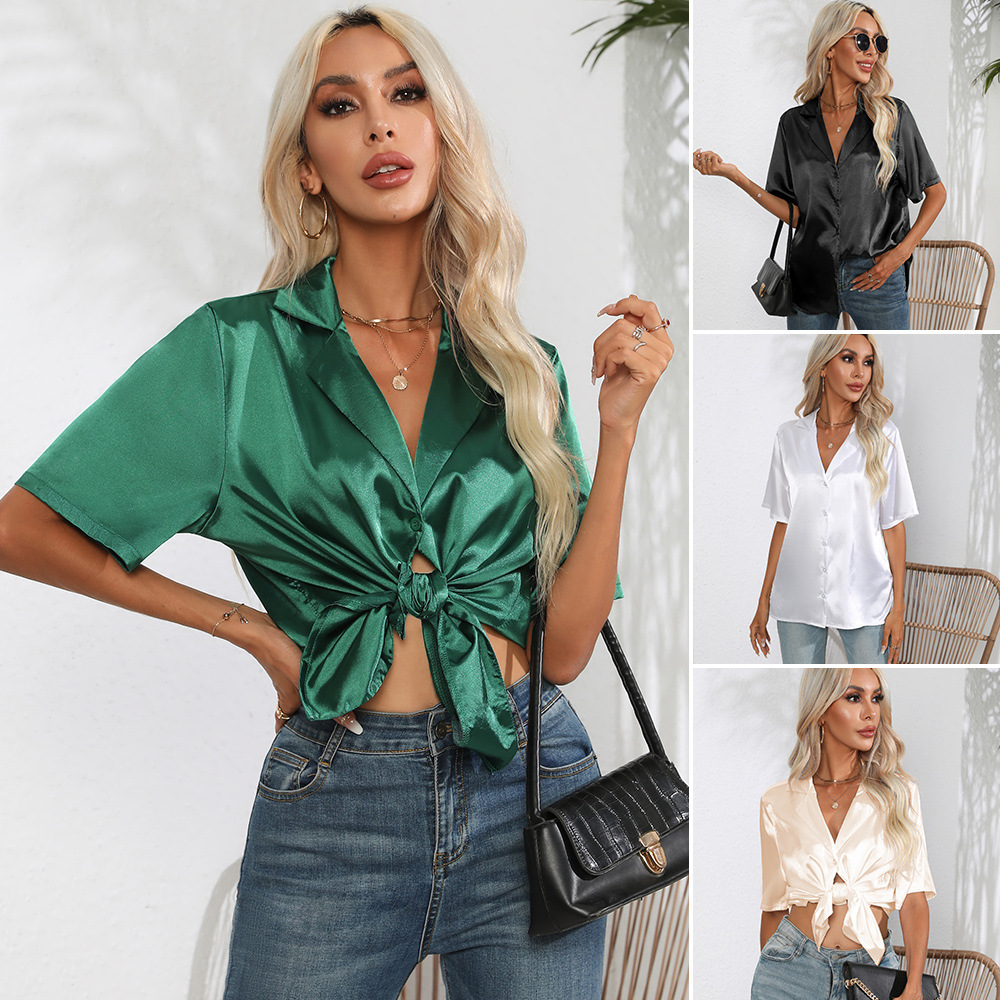 Kadın Yeni Düz Renk Saten İpek - Silk Blouse Button incelemesi ve fiyatı