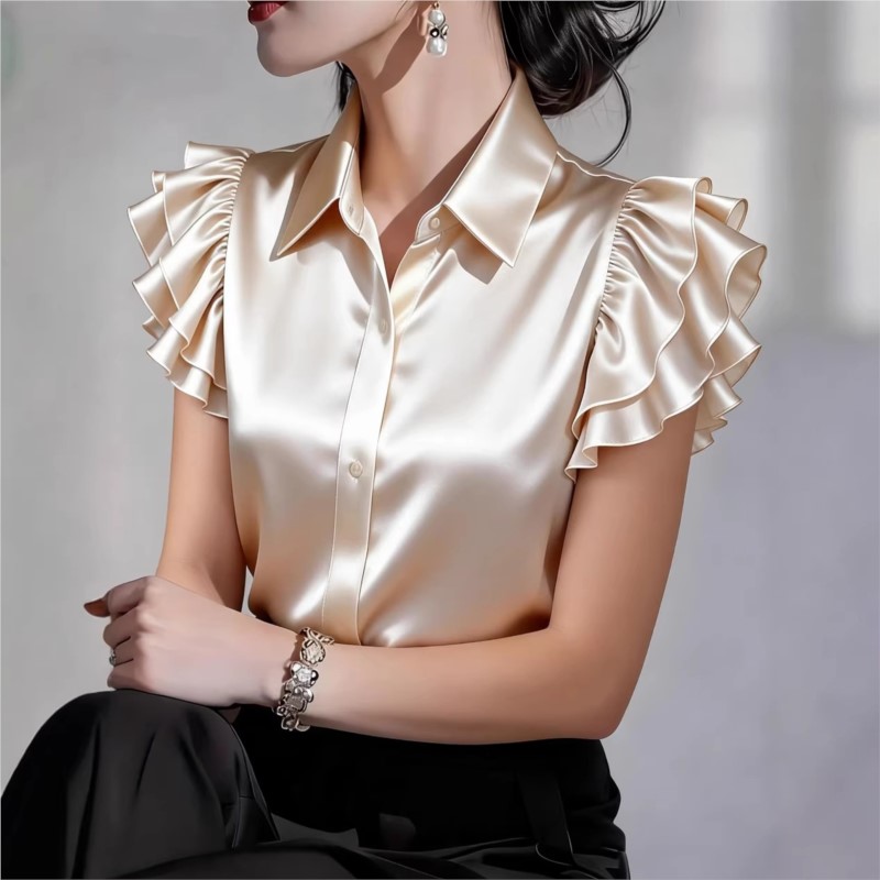 Günlük Fırfırlı Kısa Kollu Blu - Silk Blouse Button incelemesi ve fiyatı
