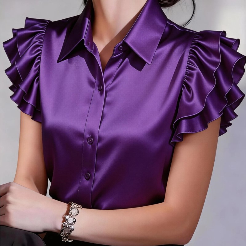 Günlük Fırfırlı Kısa Kollu Blu - Silk Blouse Button incelemesi ve fiyatı