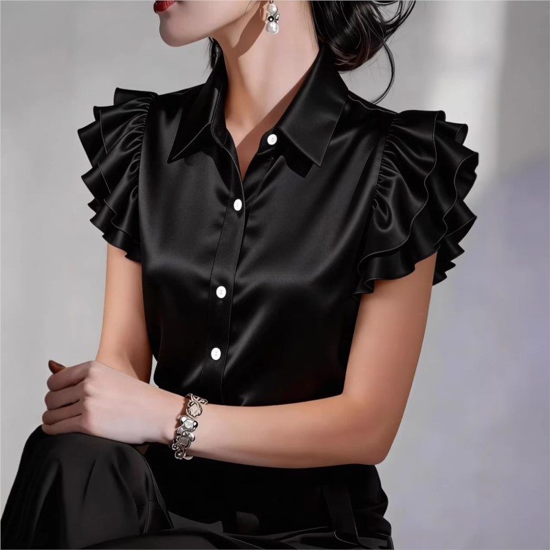 Günlük Fırfırlı Kısa Kollu Blu - Silk Blouse Button incelemesi ve fiyatı