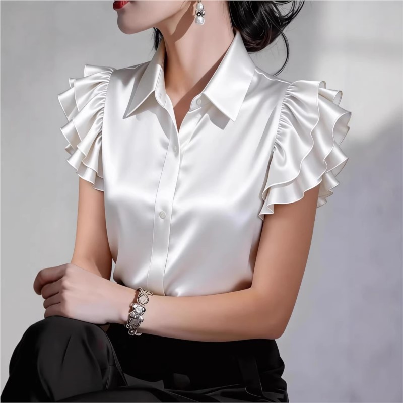 Günlük Fırfırlı Kısa Kollu Blu - Silk Blouse Button incelemesi ve fiyatı