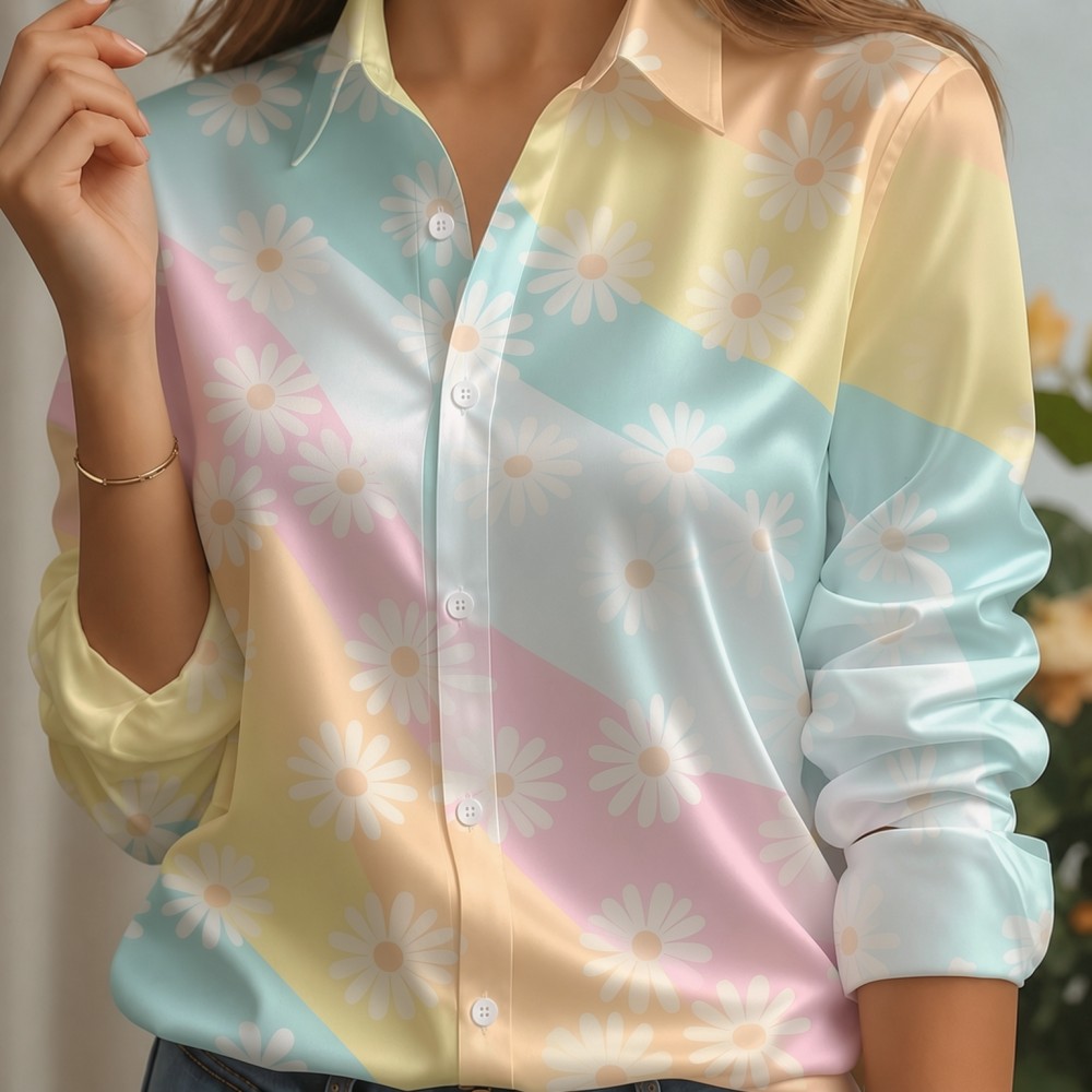 Kadın Saten Yaka Gömlek Pastel - Silk Blouse Button incelemesi ve fiyatı