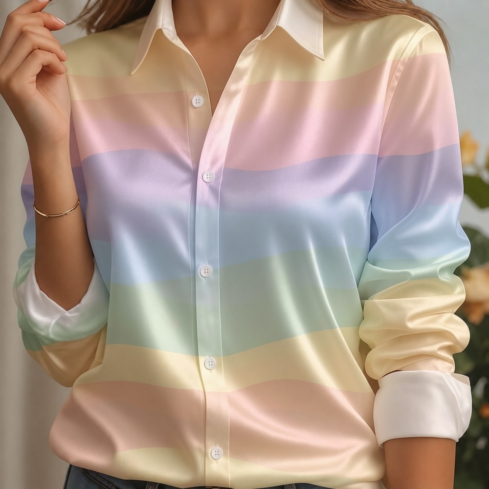 Kadın Saten Yaka Gömlek Pastel - Silk Blouse Button incelemesi ve fiyatı