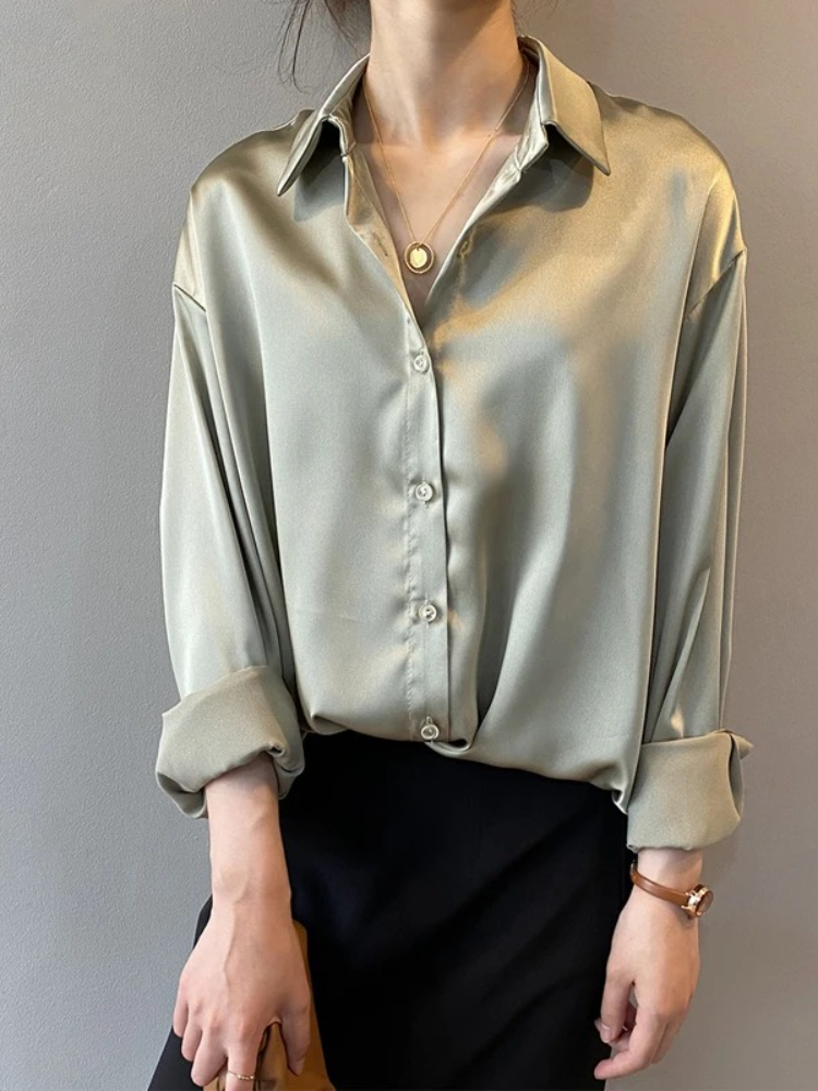 2026 Zarif Saten Bol Kadın Göm - Silk Blouse Button incelemesi ve fiyatı