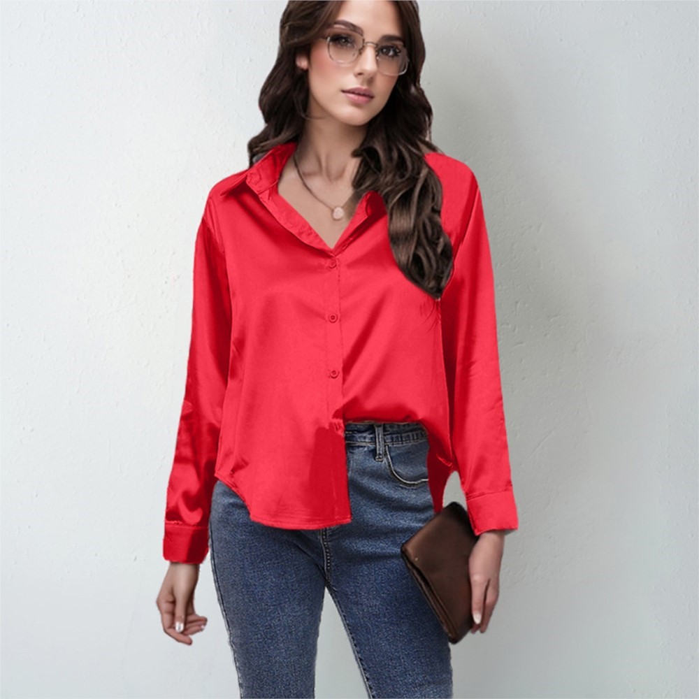 Bahar Saten Gömlek Kadın Gevşe - Silk Blouse Button incelemesi ve fiyatı