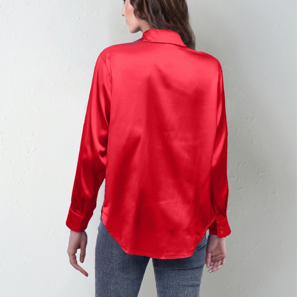 Bahar Saten Gömlek Kadın Gevşe - Silk Blouse Button incelemesi ve fiyatı
